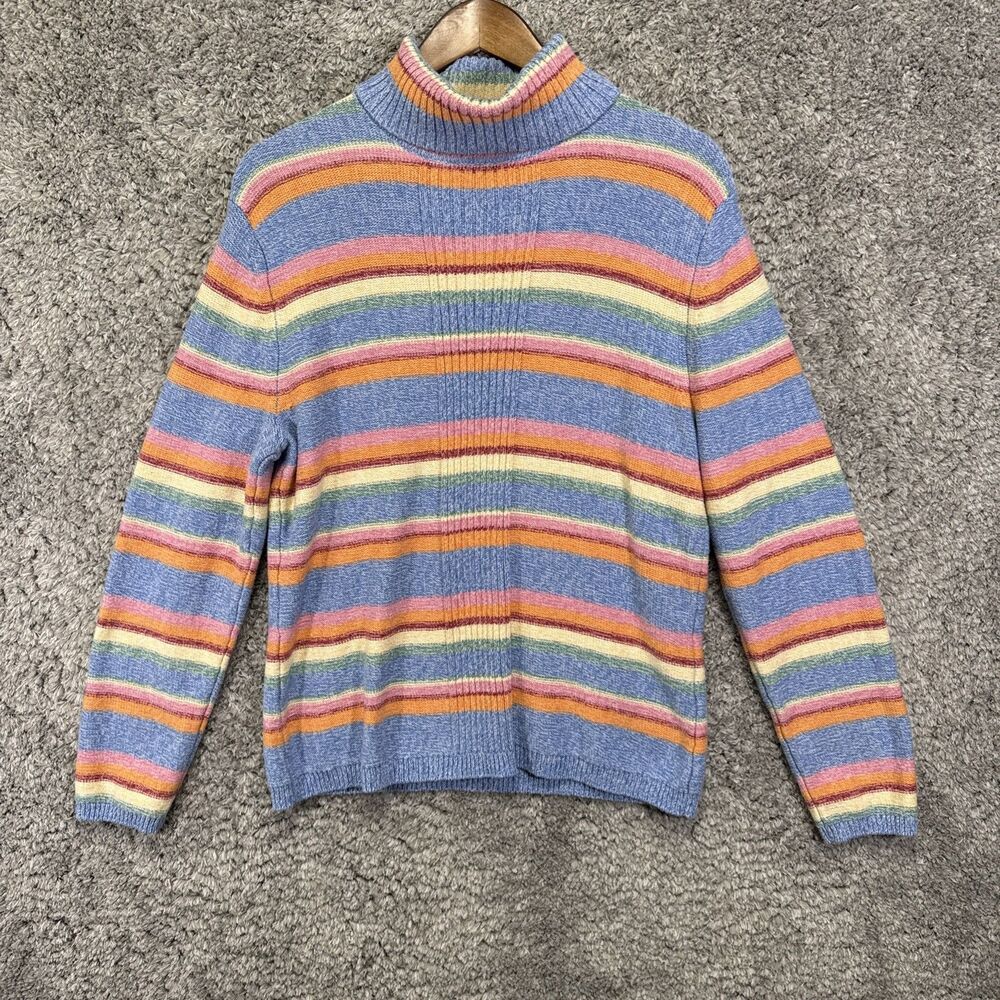 Westbound Women’s Rainbow Striped Turtleneck Knit Sweater XL Colorful